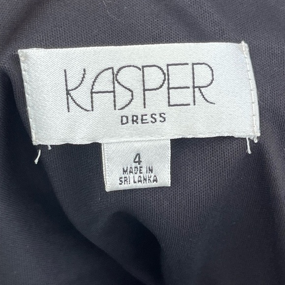 Kasper Black Sheath Scoop Neck Dress with Threaded Detail Size 4 - Picture 4 of 7